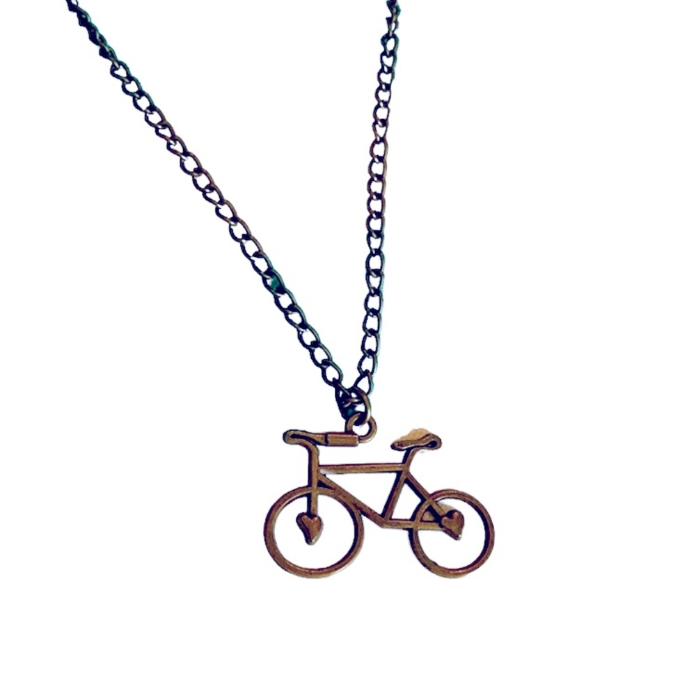 Antique Gold Bicycle Necklace